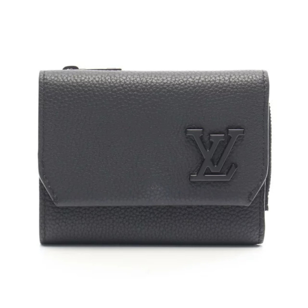 Louis Vuitton Portefeuille Pilot Tri fold Wallet Leather Aerogram Black